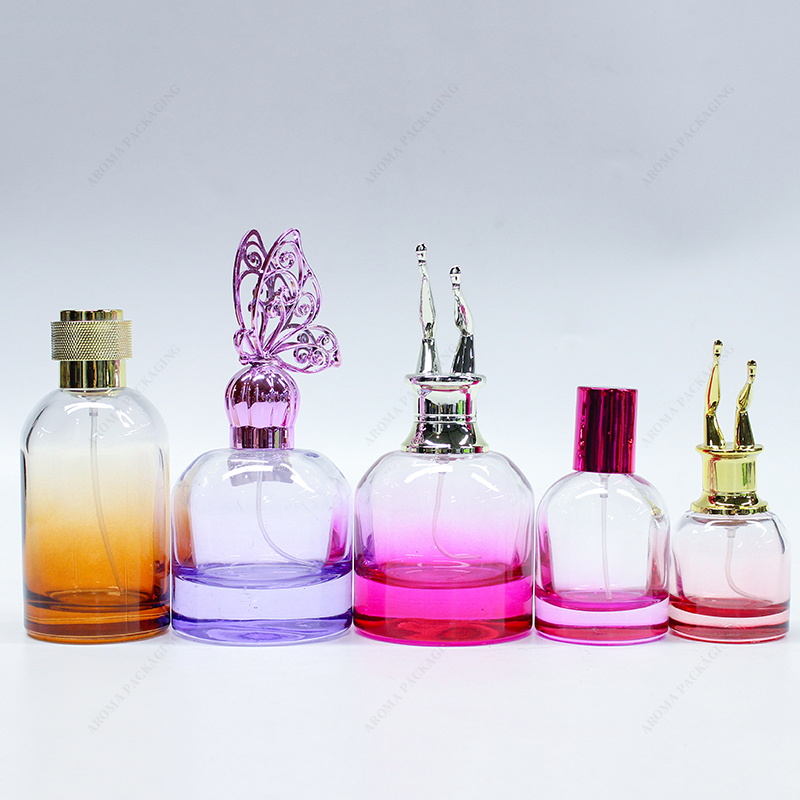 Gradient Color Glass Perfume Bottle With Lid